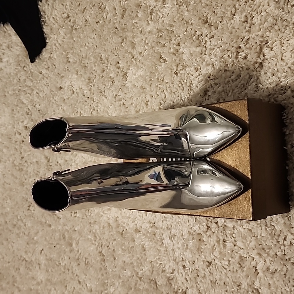 Silver metallic booties, Women's shoes, size 6